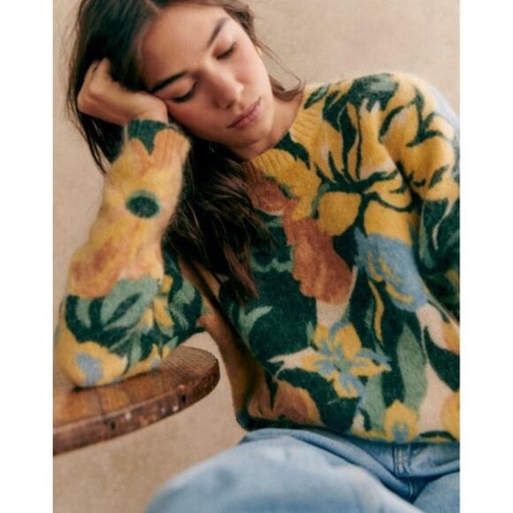 Sezane x Les Composantes Floral Wool Mohair Pullover Sweater Size Small - Picture 1 of 8